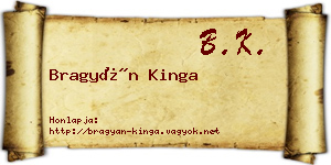 Bragyán Kinga névjegykártya